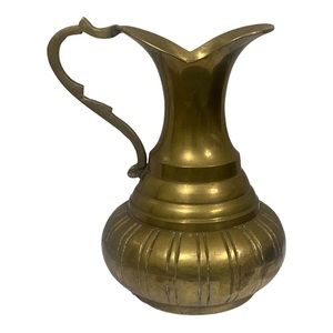 VTG 6” Brass Water Weeping Pitcher/Jug Indian Ewer Mid Century Boho Home Decor